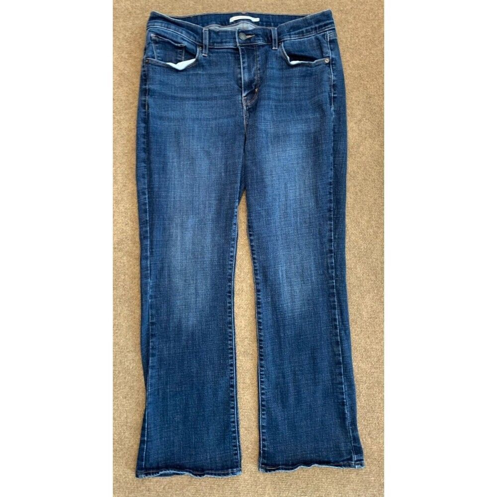 Levis Curvy Bootcut Jeans Womens 32x32 Mid Rise Stretch Whiskered Blue Y2K Denim